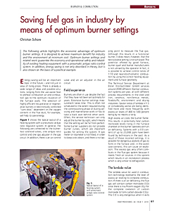 Saving fuel gas in industry by means of optimum burner settings