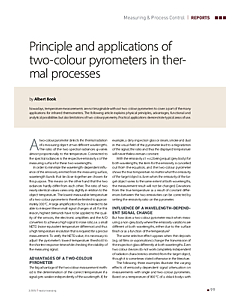 Principle and applications of two-colour pyrometers in thermal processes