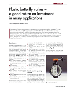 Plastic butterfly valves - a good return on investment in many applications