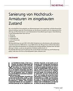 Sanierung von Hochdruckarmaturen im eingebauten Zustand