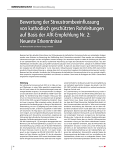 Bewertung der Streustrombeeinflussung von kathodisch geschützten Rohrleitungen auf Basis der AfK-Empfehlung Nr. 2: Neueste Erkenntnisse