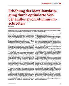 Erhöhung der Metallausbringung durch optimierte Vorbehandlung von Aluminiumschrotten