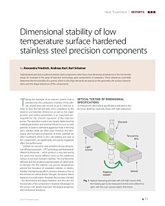 Dimensional stability of low temperature surface hardened stainless steel precision components