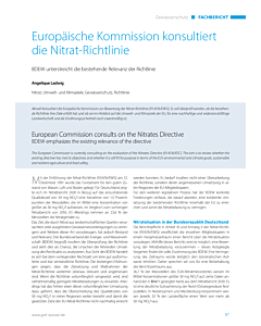 Europäische Kommission konsultiert die Nitrat-Richtlinie