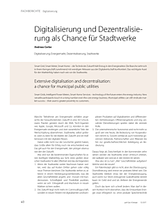 Digitalisierung und Dezentralisierung als Chance für Stadtwerke