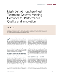 Mesh Belt Atmosphere Heat Treatment Systems: Meeting Demands for Performance, Quality, and Innovation