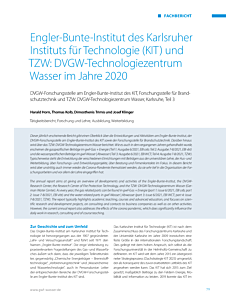 Engler-Bunte-Institut des Karlsruher Instituts für Technologie (KIT) und TZW: DVGW-Technologiezentrum Wasser im Jahre 2020