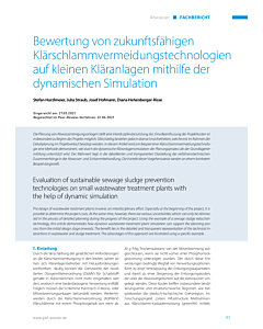Bewertung von zukunftsfähigen Klärschlammvermeidungstechnologien auf kleinen Kläranlagen mithilfe der dynamischen Simulation