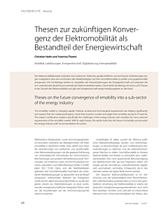 Thesen zur zukünftigen Konvergenz der Elektromobilität als Bestandteil der Energiewirtschaft