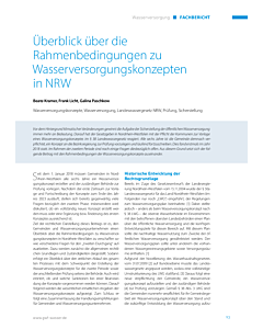 Überblick über die Rahmenbedingungen zu Wasserversorgungskonzepten in NRW