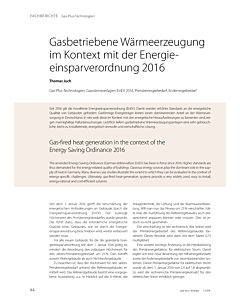 Gasbetriebene Wärmeerzeugung im Kontext mit der Energieeinsparverordnung 2016