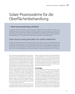 Solare Prozesswärme für die Oberflächenbehandlung
