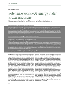 Potenziale von PROFIenergy in der Prozessindustrie