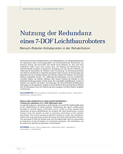 Nutzung der Redundanz eines 7-DOF Leichtbauroboters