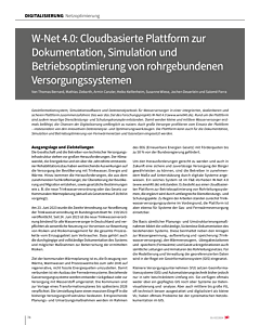 W-Net 4.0: Cloudbasierte Plattform zur Dokumentation, Simulation und Betriebsoptimierung von rohrgebundenen Versorgungssystemen