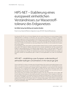 HIPS-NET – Etablierung eines europaweit einheitlichen Verständnisses zur Wasserstofftoleranz des Erdgasnetzes