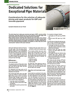 Dedicated Solutions for Exceptional Pipe Materials - Considerations for the selection of adequate joining and repair products for GRP and concrete pipework