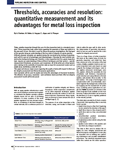 Thresholds, accuracies and resolution: quantitative measurement and its advantages for metal loss inspection
