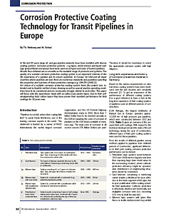 Corrosion Protective Coating Technology for Transit Pipelines in Europe