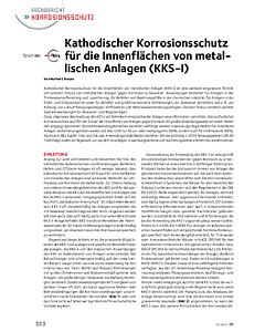 Kathodischer Korrosionsschutz für die Innenflächen von metallischen Anlagen (KKS-I)