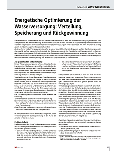 Energetische Optimierung der Wasserversorgung: Verteilung, Speicherung und Rückgewinnung