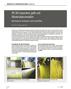 PE 80-Gasrohre gelb mit Materialanomalien