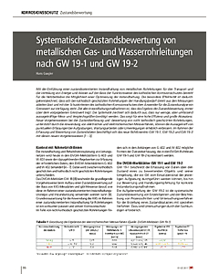 Systematische Zustandsbewertung von metallischen Gas- und Wasserrohrleitungen nach GW 19-1 und GW 19-2