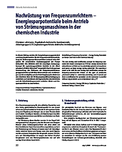 Nachrüstung von Frequenzumrichtern - Energiesparpotentiale beim Antrieb von Strömungsmaschinen in der chemischen Industrie