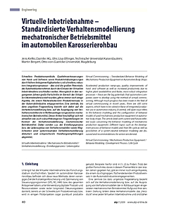 Virtuelle Inbetriebnahme - Standardisierte Verhaltensmodellierung mechatronischer Betriebsmittel im automobilen Karosserierohbau