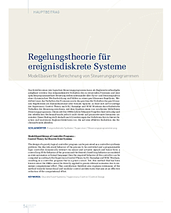 Regelungstheorie für ereignisdiskrete Systeme