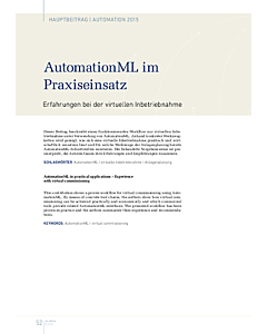 AutomationML im Praxiseinsatz