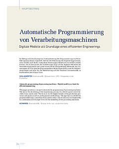 Automatische Programmierung von Verarbeitungsmaschinen