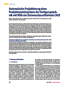 Automatische Projektierung eines Produktions leitsystems der Fertigungstechnik mit Hilfe des Datenaustauschformats CAEX