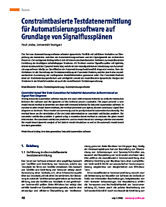 Constraintbasierte Testdatenermittlung für Automatisierungssoftware auf Grundlage von Signalflussplänen