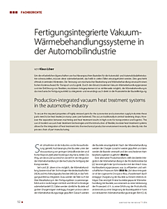 Fertigungsintegrierte Vakuum-Wärmebehandlungssysteme in der Automobilindustrie