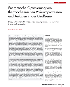 Energetische Optimierung von thermo-chemischen Vakuumprozessen und Anlagen in der Großserie