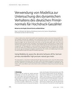 Verwendung von Modelica zur Untersuchung des dynamischen Verhaltens des deutschen Primärnormals für Hochdruck-Gaszähler