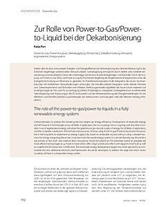 Zur Rolle von Power-to-Gas/Power-to-Liquid bei der Dekarbonisierung