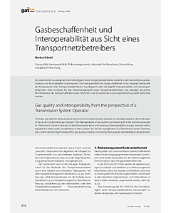 Gasbeschaffenheit und Interoperabilität aus Sicht eines Transportnetzbetreibers