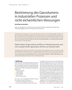 Bestimmung des Gasvolumens in industriellen Prozessen und nicht eichamtlichen Messungen