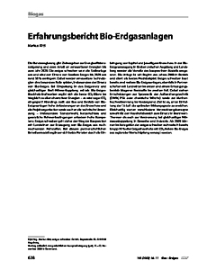 Erfahrungsbericht Bio-Erdgasanlagen