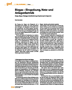 Biogas - Einspeisung, Netz- und Anlagenbetrieb