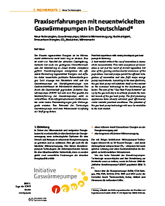 Praxiserfahrungen mit neuentwickelten Gaswärmepumpen in Deutschland*