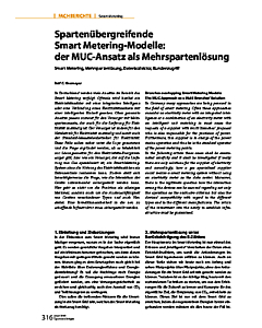 Spartenübergreifende Smart Metering-Modelle: der MUC-Ansatz als Mehrspartenlösung