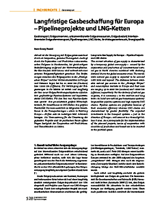 Langfristige Gasbeschaffung für Europa - Pipelineprojekte und LNG-Ketten