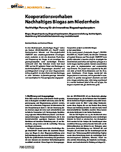 Kooperationsvorhaben - Nachhaltiges Biogas am Niederrhein