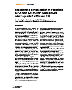Realisierung der gesetzlichen Vorgaben für "Smart Gas Meter" (Energiewirtschaftsgesetz §§ 21b und 40)
