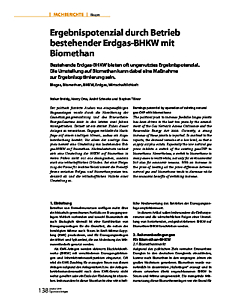 Ergebnispotenzial durch Betrieb bestehender Erdgas-BHKW mit Biomethan