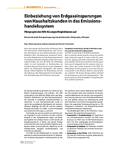 Einbeziehung von Erdgaseinsparungen von Haushaltskunden in das Emissionshandelssystem