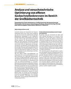 Analyse und versuchstechnische Optimierung von offenen Gaskochstellenbrennern im Bereich der Großküchentechnik